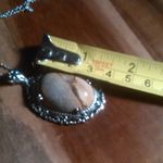 Picture Jasper Silvertone Pendant Stainless Steel Necklace Photo 7