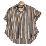 Madewell Linen Blend Hilltop Rainbow Stripe Short Sleeve Button Down XXS Photo 43