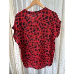 Pleione Nordstrom Women's Allover Graphic Pullover Split Neck Hi-Lo Blouse L Photo 2