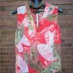 Tahari Sleeveless Tank Top Blouse Size Large Tropical Banana Leaf Print Vibrant Photo 2