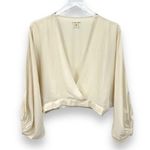 Silence + Noise Anthropologie  cream surplice balloon sleeve cropped blouse Photo 0