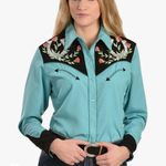 Scully Western Wear Scully Horseshoe And Rose Embroidered Pearl Snap Shirt Photo 4