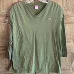 LAT Womens Olive Green 3/4 Sleeve Top Size Large Casual Loungewear Photo 0