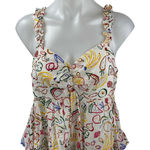 AQUA  Multicolor Floral Ruffle Sleeveless Sweetheart Babydoll Tank Top Size M Photo 0