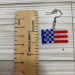 Handmade 4th of July American Flag Perler Bead Earrings, Novelty Earrings Photo 5