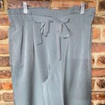 New Gray Wide Leg Tie Waist Belted Pleated Pull Photo 1