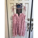 Cider  Pink Floral Tiered Ruffle Mini Dress Tie Straps Smocked Back Size 1X Photo 6