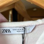 ZARA  TERRYCLOTH ARM WARMER SWEATSHIRT Pink White Stripe Size Medium NEW! Photo 7