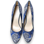 Nine West Women's Blue Paisley Platform Heels Size 8 Casual Formal Photo 4