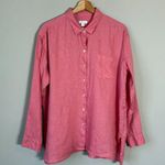 J.Jill  Love Linen Long Sleeve Button Down Shirt Blouse Women's Medium Pink Photo 0