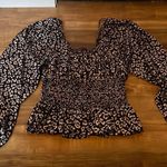 Sincerely Jules Flowy long sleeve black and white cheetah print top  Photo 0