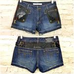 Connecters Japan Y2K VTG Womens Denim Shorts Leather Studs Sz M Punk Grunge RARE Size M Photo 1