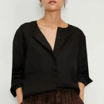 Everlane The Linen Popover Shirt in Black •Size 4 •NWT Photo 0