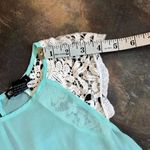 Miss Chievous Women’s Sheer Turquoise White Top Crochet Cap Sleeves Size Small Photo 3