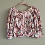 For Love & Lemons Houston Pink Floral Lace Up Blouse Top XS Photo 10