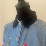 Embroidered Denim Shirt with Black Collar holiday design large Blue Size undefined Photo 2