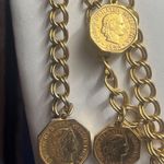 Vintage Coin Layered Necklace Gold Chain Queen Elizabeth Multistrand Rare Charm Photo 4