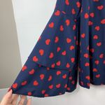 And The Why Size M Blouse Navy Red Hearts Long Double Bell Sleeve Top Valentine Photo 3