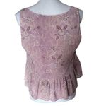 WAYF  Size S Cropped Peplum Hem Tank Top Lined Floral Print Loose Fit Purple Photo 1