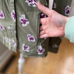 Duluth Trading Co Olive Green Purple Floral Nylon Button Down Fishing Shirt XS Photo 4