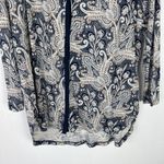 Lucky Brand Printed Woven Mix Top Button Front Navy Size Medium M EUC L1448 Photo 3