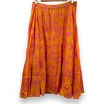 Tanya Taylor Jeana Floral Pleated Midi Skirt in Ikat Flower Orange Sz 12 Photo 1