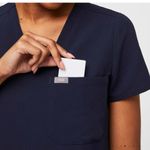 FIGS Like new by  Casma Three-Pocket Scrub Top™ Navy Blue Women's V-Neck Top Photo 2