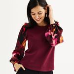 Nine West NWT Women’s  Blouse Size XL Long Puff Sleeve Crewneck Retail $29.99 Photo 0