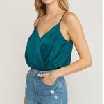 EXPRESS Deep Teal V-Neck bodysuit size small. NWT! Photo 2