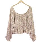 Arula Top Autumn Floral Long Sleeve Babydoll Blouse Taupe Rust Plus Size B | 2X Red Photo 2