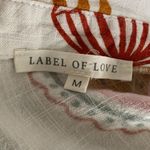 LABEL OF LOVE Linen Blend Graphic Button Down Womens Sz Medium Cream White Photo 6