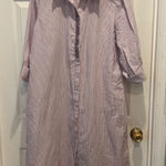 Chico's  XL 3 Linen‎ Striped Shirt Dress Button Down Embellished Casual Tunic Photo 0
