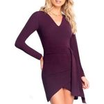 Dress the Population  Aila Long Sleeve Plunge Neck Asymmetric Bodycon Mini Dress Photo 0