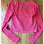 Fabletics  Top Size Small Red Henley Crop Long Sleeve Ribbed Y2K Style Babydoll Photo 2
