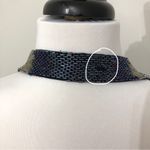 Cache Midnight Blue Beaded Halter Handkerchief Hem Dress 12 EUC Photo 7