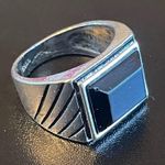 Casual black resin S925 silver ring size 7.5 Photo 1
