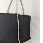 Kate Spade Linen Canvas Tote Bag with Monogram Black and Tan Photo 7