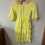 NEW Alieva Butter Yellow Tiered Midi Dress Off Shoulder Puff Sleeve Size Medium‎ Photo 5