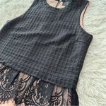 Anthropologie  Greylin Black Textured Top with Pink Lace Hem Size S Photo 8