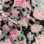 Japanese Floral Top wrap tie womens Black Pink (medium) maximalist streetwear Photo 7