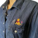 Disney Store Y2K Embroidered Winnie the Pooh Snap Button Up Denim Midi Dress Photo 1