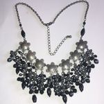 Gunmetal Gray Dark Black Metal Floral Beaded Boho Statement Necklace Photo 5