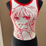 SheIn EZWear Graphic Crop Top Size Small in White with Red Trim Photo 4