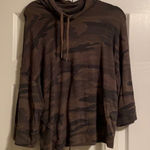 Splendid  Camouflage Cowl Neck Tie 3/4 Sleeve Top Photo 0