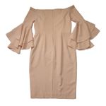 Milly NWT Selena in Peach Italian Cady Off Shoulder Slit Side Sheath Dress 14 Photo 6