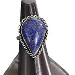 Boutique Lapis lazuli teardrop semi-precious gemstone ring sterling silver plated 8.5 Photo 0