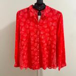 Johnny Was $350 NWOT  Desi Embroidered Floral Red Eyelet Button Shirt Blouse Sz L Photo 2