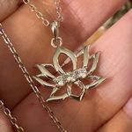 Lotus Flower CZ Sterling Silver Necklace Photo 4