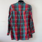 Chico's Chico’s Design Tunic Length Linen Split Hem Plaid Button Down Size Medium Photo 6