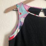Anthropologie  Sanctuary Linen Black Contrast Multicolor Straps Keyhole Tank Top Photo 3